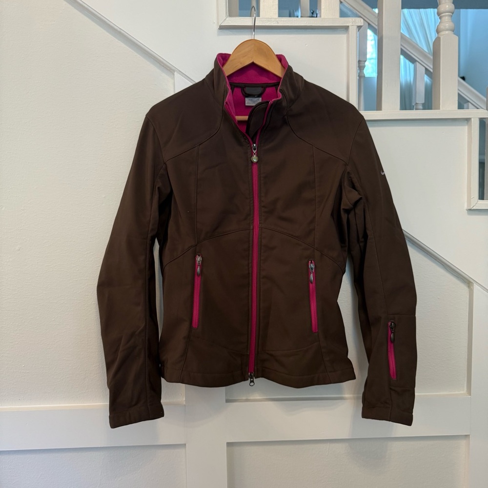 Nike Women's Utility Activewear Jacket in Brown with Pink Details size L